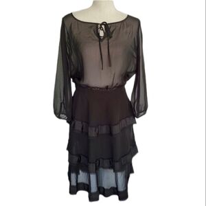 Ivanka Trump Sheer Tiered Black Dress